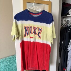 Nike Multicolor Colorblock Logo Tee - Blue, Yellow, White and Red